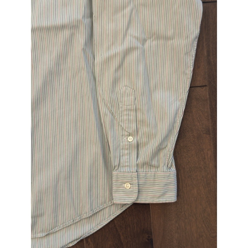 VTG Polo Ralph Lauren Custom Fit Shirt Mens Size 2XL Button Up Green Stripe Pony - Picture 4 of 7